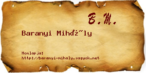 Baranyi Mihály névjegykártya