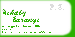 mihaly baranyi business card
